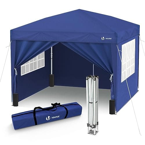 Image of VOUNOT 3m x 3m Pop Up Gazebo with Sides & 4 Weight Bags & Carry Bag, Marquee Garden Party Tent Outdoor, Blue
