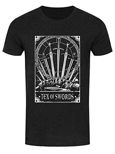 Image of Deadly Tarot Men's Ten of Swords Heather Black Denim T-Shirt
