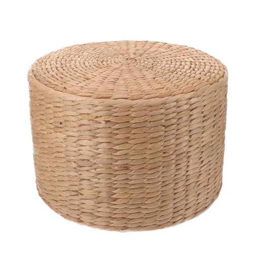 Image of BESPORTBLE Handwoven Jute Pouffe - Round Boho Footstool for Living Room & Bedroom - Small Rustic Ottoman Footrest for Dressing Table - Natural Woven Garden Seat, Brown
