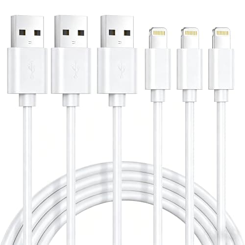 Image of 3 Pack iPhone Charger Cable 1.8M [Apple MFi Certified] Lightning to USB Cable Lead 6 Foot, 2.4A Fast Charging Cable for iPhone 14 13 12 11 Pro Max XS XR X 8 7 6 Plus 5, iPad and iPod