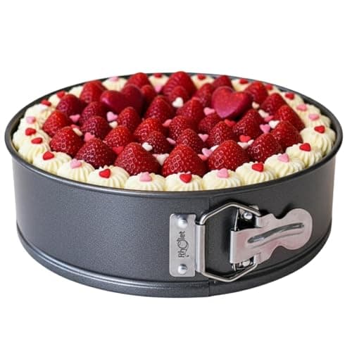 Image of RHOLET Cake Tin 8 Inch for Baking, 20cm Springform Baking Tin for Cheesecake, Non-Stick Deep Round Cake Pans, Bakeware, Unique Design-Oven Safe, Home and Kitchen