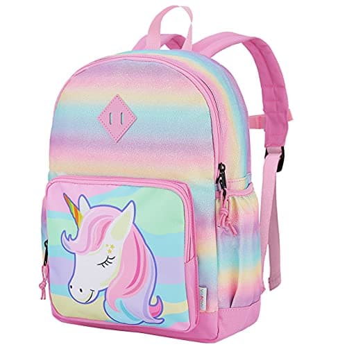 Image of VASCHY Unicorn Backpack for Little Girls, Cute Rainbow Glitter Lightweight Water Resistant Preschool Backpack for Kids,Toddlers Kindergarten School Bag Rucksack with Chest Buckle, Rainbow Unicorn