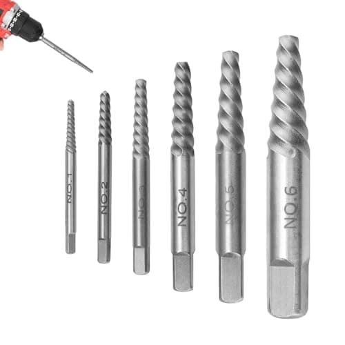 Image of 6 Pieces Damaged Screw Extractor Set Professional, CHSEROK Screw Extractor Set, Tap and die Set Carbon Steel, Bolt Extractor Set for Damaged Screws, Pipes