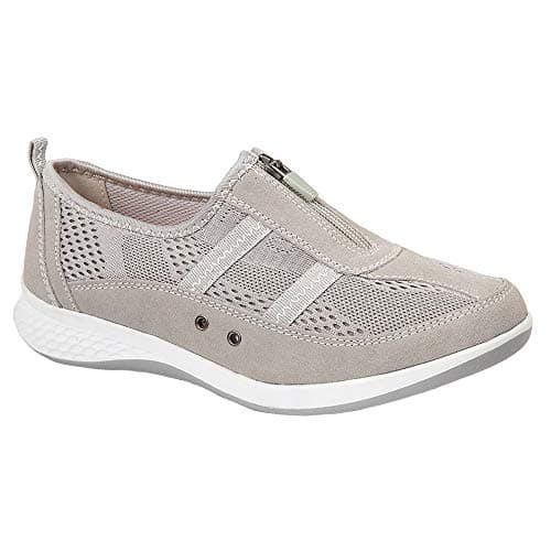Image of Womens Ladies X Wide EEE Fit Leather Mesh Shoes Slip On Trainers Pumps Zip Blue 6