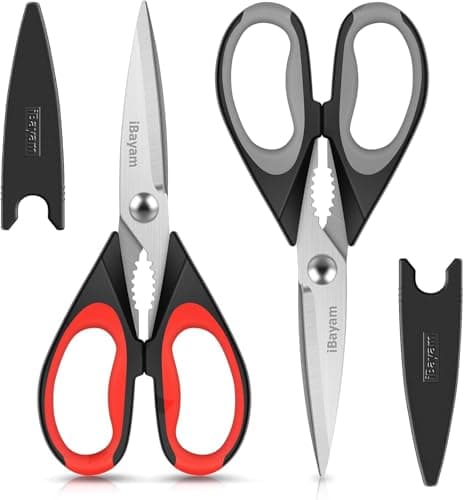 Image of Kitchen Shears, 2-Pack Kitchen Scissors Heavy Duty Meat, Dishwasher Safe Cooking, Multipurpose Stainless Steel Sharp Utility Food for Chicken