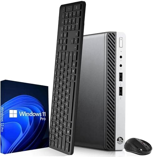 Image of HP ProDesk 400 G5 mini Desktop PC, Intel Core i3-9100, 8GB RAM, 256GB SSD, WiFi, Bluetooth, US QWERTY Keyboard, Windows 11 Pro (Renewed)