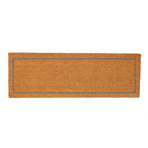 Image of Nicola Spring Coir Double Door Mat - 120 x 40cm - Grey Inset - Pack of 1 - Decorative Indoor Large Front Door Mat Entry Dirt Trapper Rug Outdoor Boot Scraper Non Slip Backing Doormat