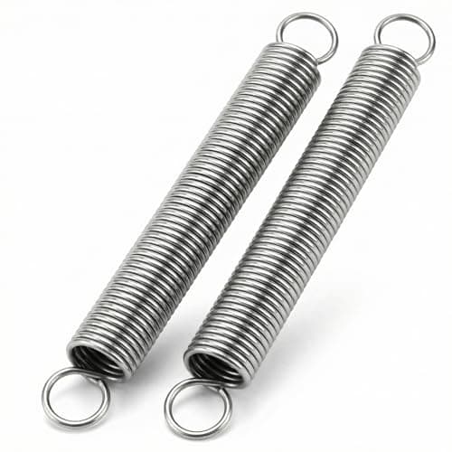 Image of QWORK® 2PCS Extended Compressed Spring,150mm Free Length, Extension Spring, Stainless Steel, Small Dual Hook Tension Spring, Wire Diameter 2mm, OD 18mm, 304 Stainless Steel