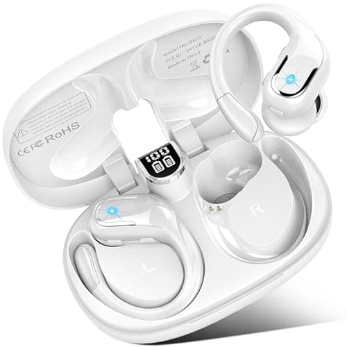 Image of Wireless Earbuds, Wireless Headphones Running Bluetooth 5.3 Headphones with Mic, Wireless Earphones IP7 Waterproof Ear Hooks, Noise Cancelling Earbuds Stereo Sound, 75H, USB-C, Headsets for Sport