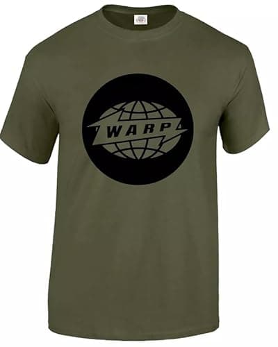 Image of Warp Records T-Shirt Men's Funny Dj Rave Earth Globe Music Electronicas Tee Top(Military Green,4XL)