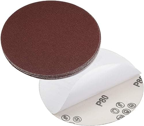 Image of TOP-VIGOR 10Pcs 150mm PSA Sanding Discs, 80 Grit 6 Inch No-Hole Hook and Loop Sanding Discs, Aluminum Oxide Sandpaper Self Stick Sanding Discs Pad for Sanding Wood, Paint, Plastic and Metal