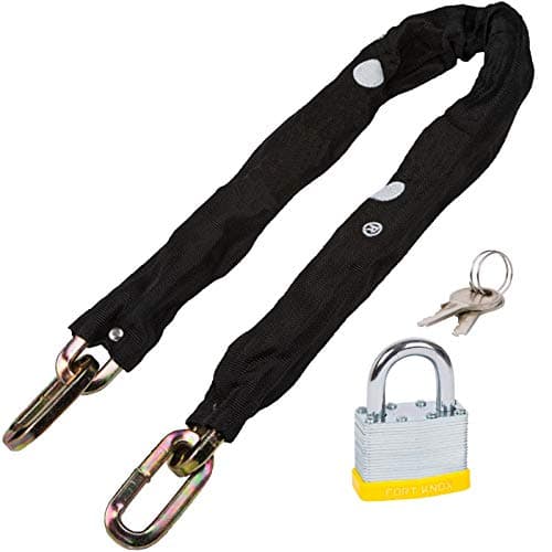Image of SPARES2GO 8mm 3ft Heavy Duty Hardened Steel Chain with Nylon Cover & Padlock