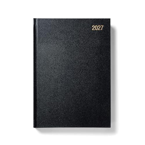 Image of Morgan’s Direct 2027 NEW EDITION A5 Diary Day Per Page Black | Hardback Daily Planner Desk Diary | Office, Home & Business Organiser | Work, Appointment & Personal Schedule Planner