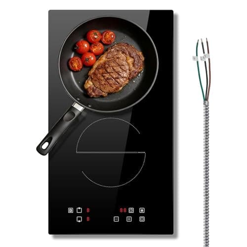 Image of Induction Hob 2 Ring, 30CM Electric Hob 3500W, Two Zone Built-in Induction Cooktop with 9 Power Levels, Touch Control, Timer, Child-safety Lock, 220~240V, No Plug, Installation Required