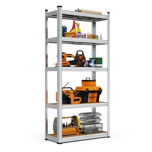 Image of VonHaus Garage Shelving Units - Heavy Duty Racking for Home, Office, Shed and Garage Storage - 5-Tier Shelving Units for Storage, 175kg Capacity Per Shelf - 1.5m Racking