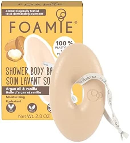 Image of Foamie Body Bar, Moisturising Argan Oil & Vanilla, PH Balanced, Soap-Free, No Sulphates or Parabens. Made in the UK., 80 g (Pack of 1)