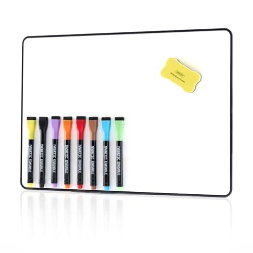 Image of A3 Whiteboard - Magnetic Whiteboard with White Board Markers and Erasers, Smooth Writing and Easy to Dry Wipe, Suitable for Kids Writing & Drawing, School, Home, Office and Remote Learning