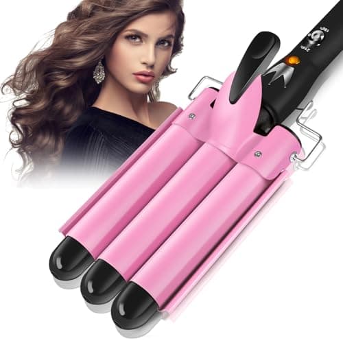 Image of 3 Barrels Hair Curler - 25mm Curling Iron Tongs Hair Waver Mermaid Waves Wand Beach with 2 Temperature Control Quick Heating for Long or Short Styling