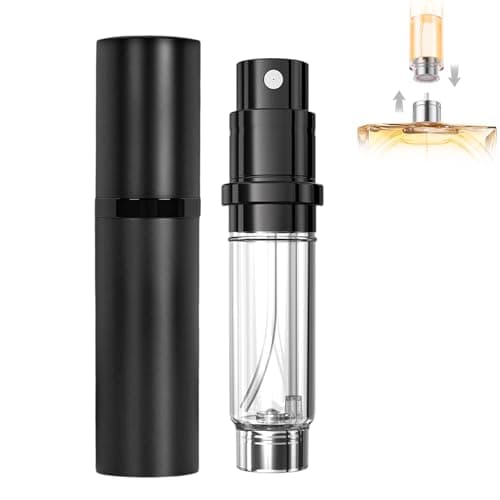 Image of szyanlai Portable Perfume Atomiser Refillable - 5ml Empty Travel Perfume Bottle, Nano Mist, Leaking Proof, Bottom Pump without Funnel, Luxurious Mini women and men (Black)