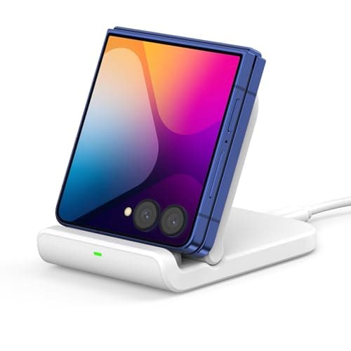 Image of Wireless Charger for Samsung Galaxy Z Flip 7/7 FE/6/5/4/3, Foldable Phone Charger Stand for Samsung Z Flip/Moto Razr60, SwanScout 501S (White)