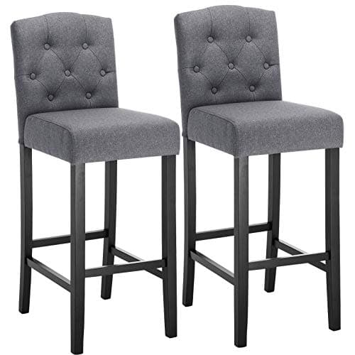 Image of WOLTU Breakfast Kitchen Counter Chairs Bar Stools Set of 2 Bar Chairs Wood Legs Barstools Dark Grey High Stools