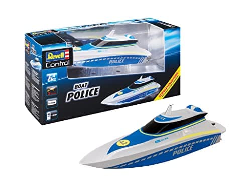 Image of Revell Control 24138 Remote Control Boat Police With Precise 2.4 GHz Control, 2 Powerful Electric Motors, Powerful Li-Ion Battery, 2 Channel, Propellers Start Only In Water, 34.5cm in length