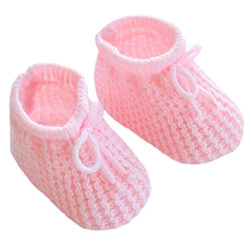 Image of Soft Touch Newborn Baby Boys Girls Mesh Booties Baby Knitted Bootees Soft Cute Booties Baby Booties NB-3 Months S401 (Pink)