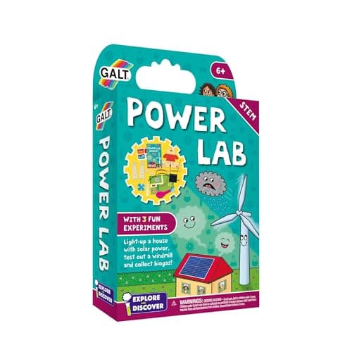 Image of Galt Power Lab – Explore & Discover Science Kit with 3 Fun Science Experiments for Kids, Boys, Girls – National Curriculum STEM Toys with Solar Panel & Motor, Educational Toys for 6+ Year Olds