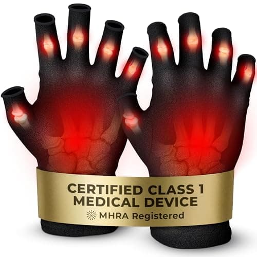 Image of iMedic Arthritis Gloves for Men & Women - Class 1 Medical Device - MHRA Registered – Medium Fingerless Compression Gloves for Everyday Use – Relieve Arthritis Pain & Improve Mobility - Black