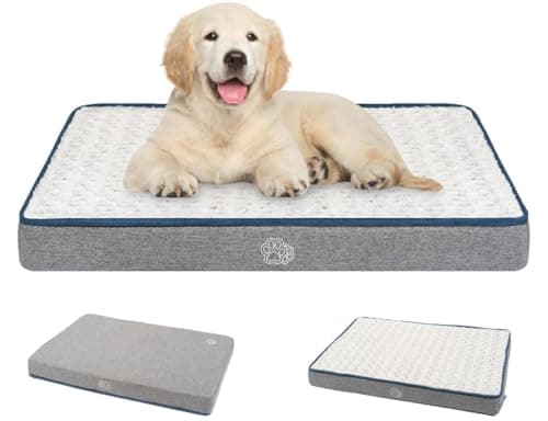 Image of EMPSIGN Dog Bed Medium Washable, Orthopedic Dog Beds Mattress for Dog Crate with Washable Removable Cover, Pet Beds Pillow Cushion for Dog, Grey, 76x50x7,5cm