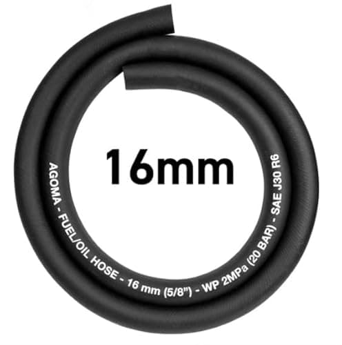 Image of Fuel Hose – Reinforced Rubber Hose for Fuel, Diesel, Petrol, Water – Oil-Resistant Flexible Pipe for Engine Fuels, Industrial Use – 2m Reinforced Rubber Pipe Hose (16mm x 1meter)