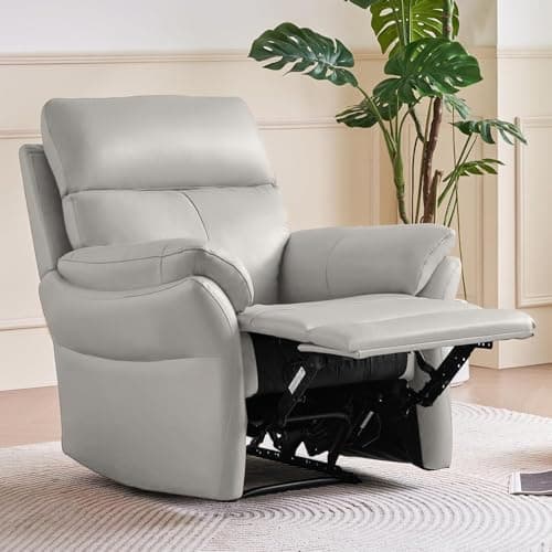 Image of AIRSKY Genuine Leather Recliner Chair, Top Grain Leather, Italian Water-Washing Process, Recliner Armchair, Reclining Chairs for Living Room, Living Room Chair, Bedroom. R1, Gray