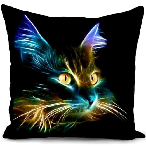 Image of HUASHUZI Cushion Cover Black Cat Gifts for Women Cat Lovers Decorations Throw Pillow Case Decor Home for Livingroom Couch Sofa 18"x18"(45x45cm)