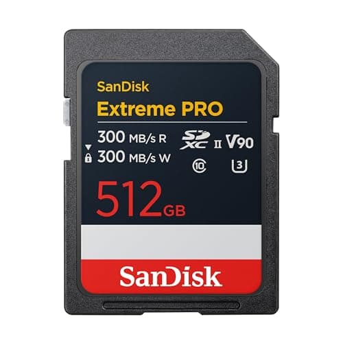 Image of SANDISK Extreme PRO SDXC card 512GB, UHS-II(Up to 300 MB/s read speeds, 300 MB/s write speeds, V90, Pro-level performance enables cinema-quality 8K video recording)