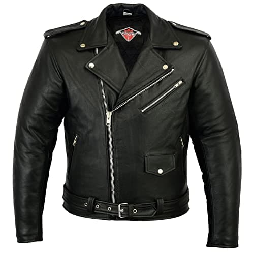 Image of Texpeed Mens Leather Marlon Brando Motorcycle Jacket - Touring Motorbike Jacket With Genuine Biker CE Armour (EN 1621-1) Protection Black - S