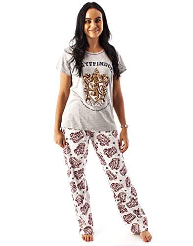 Image of Harry Potter Pyjamas For Women | Ladies Gryffindor House Crest Top & Loungepants PJ set | HP Clothing Merchandise XL Multicoloured