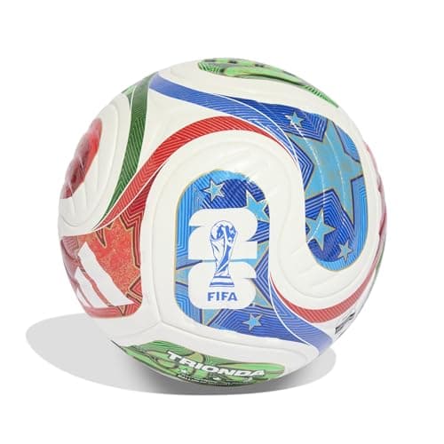 Image of Adidas Unisex Adult Soccer Ball White/Solar Blue/Red/Light Green, Size 5