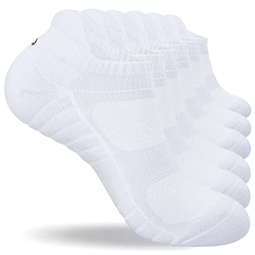 Image of coskefy Running Socks Thick Cushion Ankle Anti-Blister Cotton Trainer Short Athletic Sports Socks for Men Women 6 Pairs
