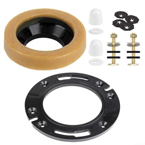 Image of Toilet flange fixing screws and wax For ring combined with screw accessories package to provide a sealed and toilet installation solution leaks (black)