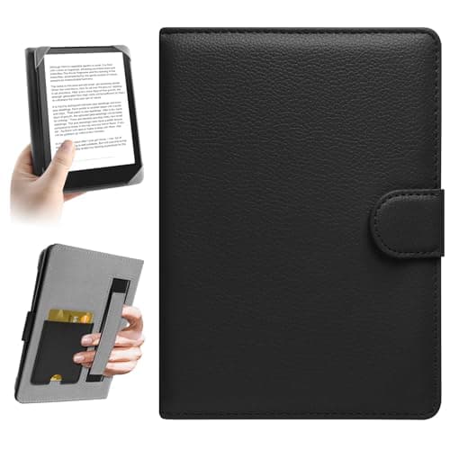 Image of HoYiXi Universal Case for 6-6.8 inch E-Book Reader Compatible with 6.8" Kindle Paperwhite/6" All-new Kindle 2022&2019/Kobo Clara HD/Kobo Clara 2E,6" EReader Protective cover Built-in pocket,Black