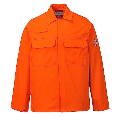 Image of Portwest BIZ2 Bizweld Mens Welding Jacket Flame Resistant Workwear Welder Work Coat Arc Flash Heat Protection Molten Metal Splash Protective Multi-Norm Industrial Clothing, Orange, XXL