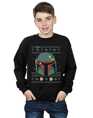 Image of Absolute Cult Star Wars Boys Boba Fett Christmas Sweatshirt Black 9-11 Years