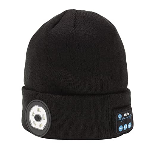 Image of Draper 28346 Smart Wireless Rechargeable Beanie with LED Head Torch and USB Charging Cable, Black, One Size