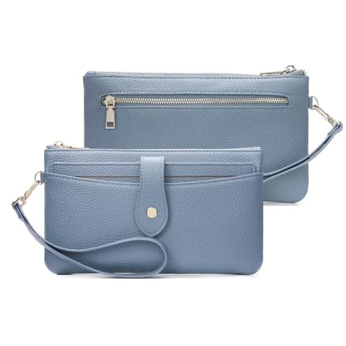 Image of GAEKEAO Wristlet Clutch Bag for Women Leather Phone Purse Ladies Handbags with Wrist Strap Multifunction Card Holder