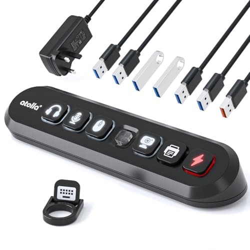 Image of atolla Powered USB Hub 7-Port USB 3.0 Hub with 1.5m Extended Cable 36W Power Adapter Individual On/Off 13 Removable Keycaps Smart Charge Port, Powered USB Data Hubs for Desktop PC Laptop
