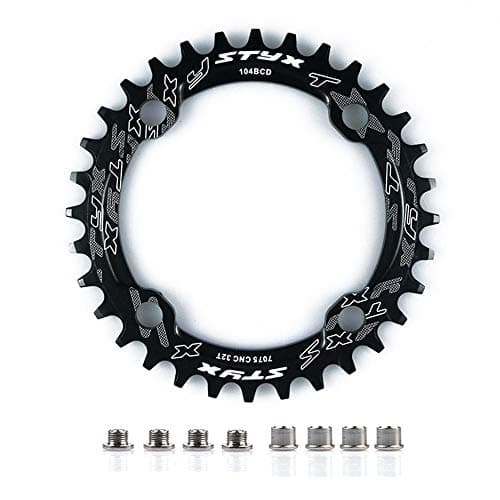 Image of Electric Bike Chainring 104 BCD 32T 34T 36T 38T Narrow Wide Chainring for Bafang TSDZ Mid Motor (36T,Black)