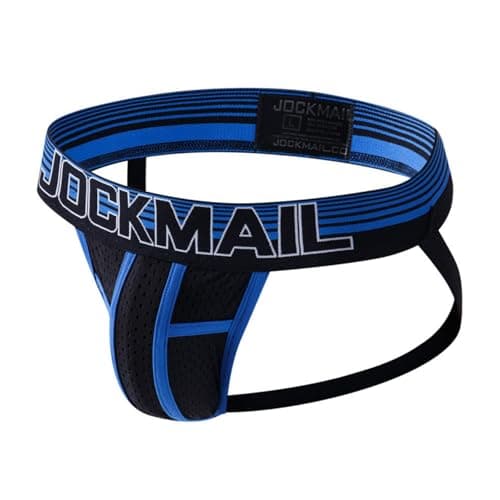 Image of JOCKMAIL Mens Jockstrap Mesh Underwear Jock Straps Male Athletic Supporters Male Underwear (UK, Alpha, M, Regular, Regular, 224-Blue)