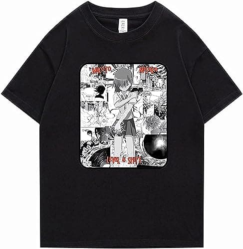 Image of LIPENGH59 A Certain Scientific Railgun T-ShirtMisaka Mikoto Cosplay Costumes Men's and Women's Printed Loose Casual Short Sleeve Tops (Large)