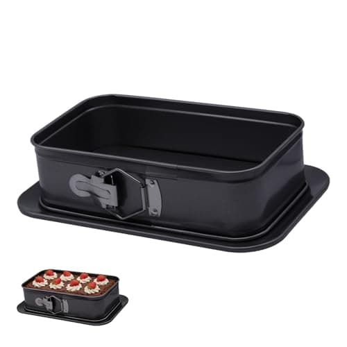 Image of Toolzia Rectangular Springform Cake Tin, Non-Stick Leak-Proof Baking Pan with Removable Bottom, Carbon Steel Bakeware for for Tortes Mousse Quiche Desserts