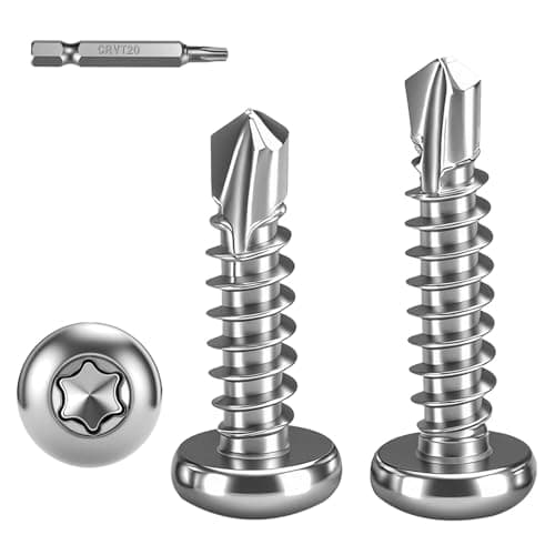 Image of FandWay 100 Pcs Torx Self Tapping Screws Metal,M4.2x16mm Torx Self Drilling Screws,Pan Head Sheet Metal Tek Screw 410 Stainless Steel Black Coating With 1 T20 Bits For Metalwork Roofing Windows.